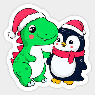 dinosaur and penguin Sticker